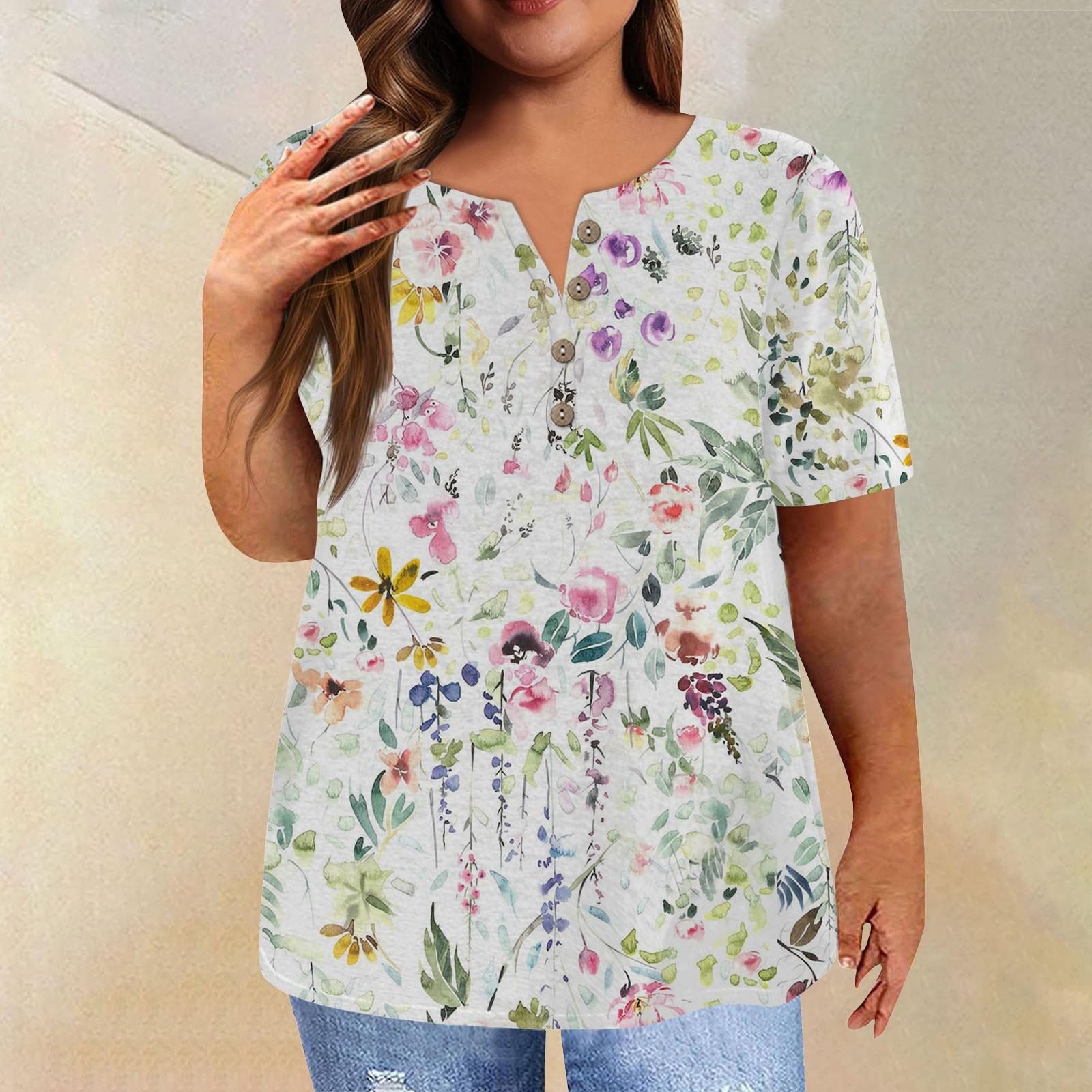 

Женская рубашка с коротким рукавом и пуговицами, футболка больших размеров, повседневные топы с цветочным принтом XXXXXL