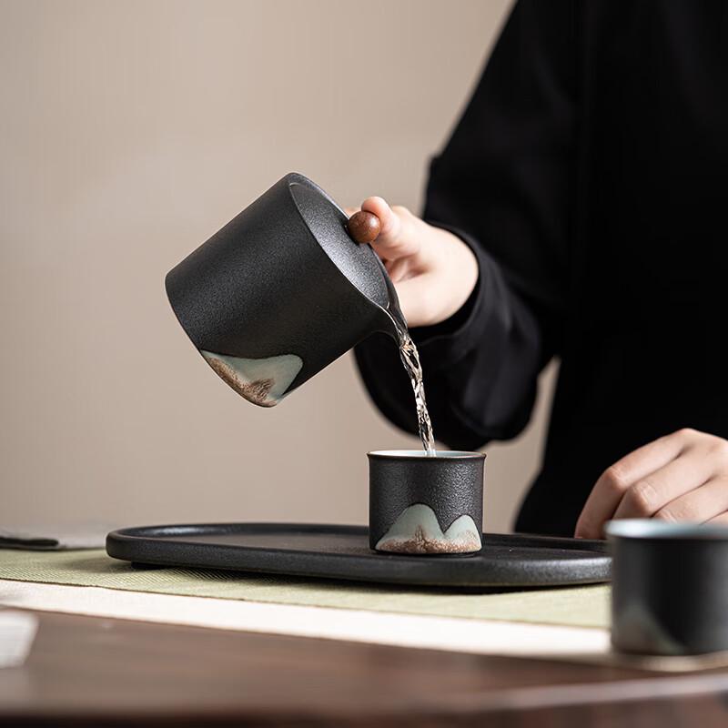 Su's Ceramic Hand-painted 'Rivers & Mountains' Kung Fu Tea Set
