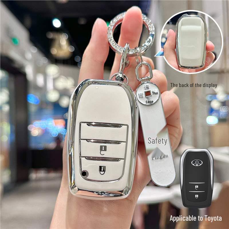 Silver Edge Key Case for Toyota Models: Corolla, RAV4, Camry, Vios, Highlander