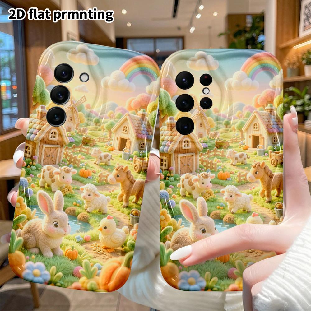 Phone Case: 2D flat, suitable for Samsung Galaxy A34 A35 M05 M06 S20 S22 S21 FE Plus 5G protective case, Rainbow Farm, perfect Christmas and Halloween
