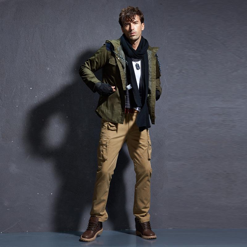 Men Military Cargo Pants Slim Regular Straight Fit Cotton Camouflage Green Yellow Overalls Casual Streetwear Trousers