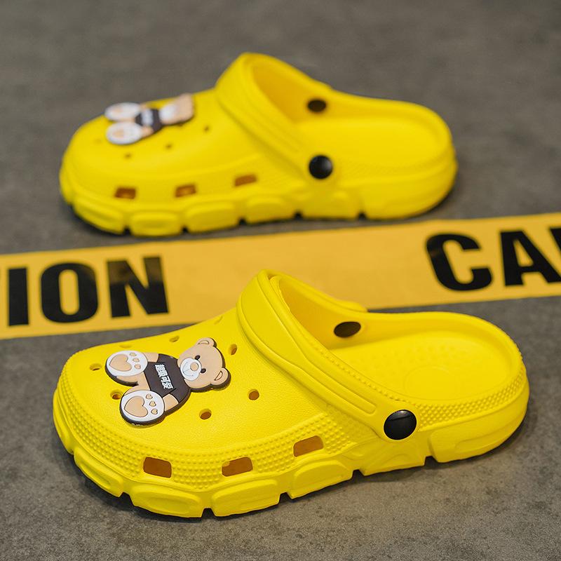 

Детские дырчатые туфли увеличивают рост летней обуви для девочек, нескользящие, новые 2025 года, eva, с закрытым носком, на мягкой толстой подошве, крутые шлепанцы 28