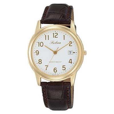 Men's D010-104 ( Watch Q&Q Day/Water-resistant) Round Watch Brown Analog