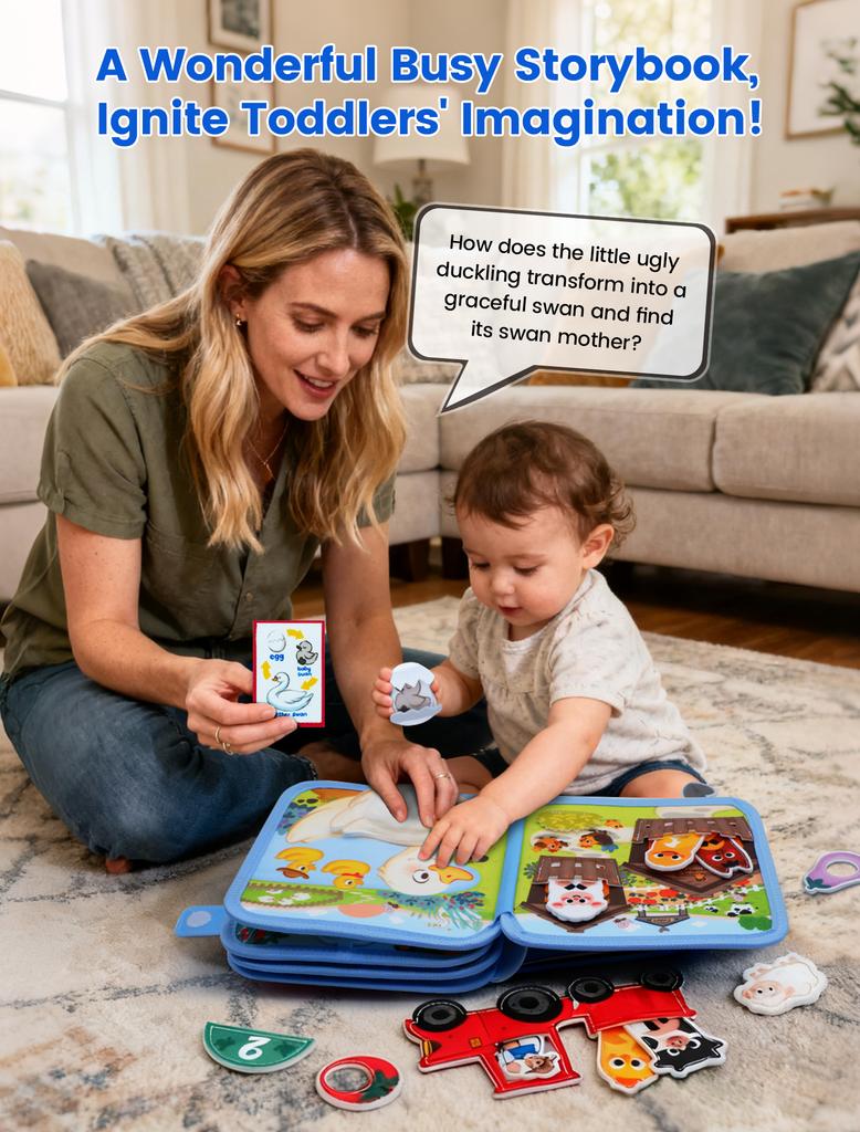 Tableau d'activités Ferme 3D Livre Calme Feutre Doux Jouet Montessori Pour la Motricité Fine Éducatif Précoce Jouets de Voyage Pour Enfants Cadeaux