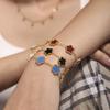 Qiongyao Multi-Color Agate Five-Petal Flower Stainless Steel Bracelet – Light Luxury, Best Friend Gift, In Stock.