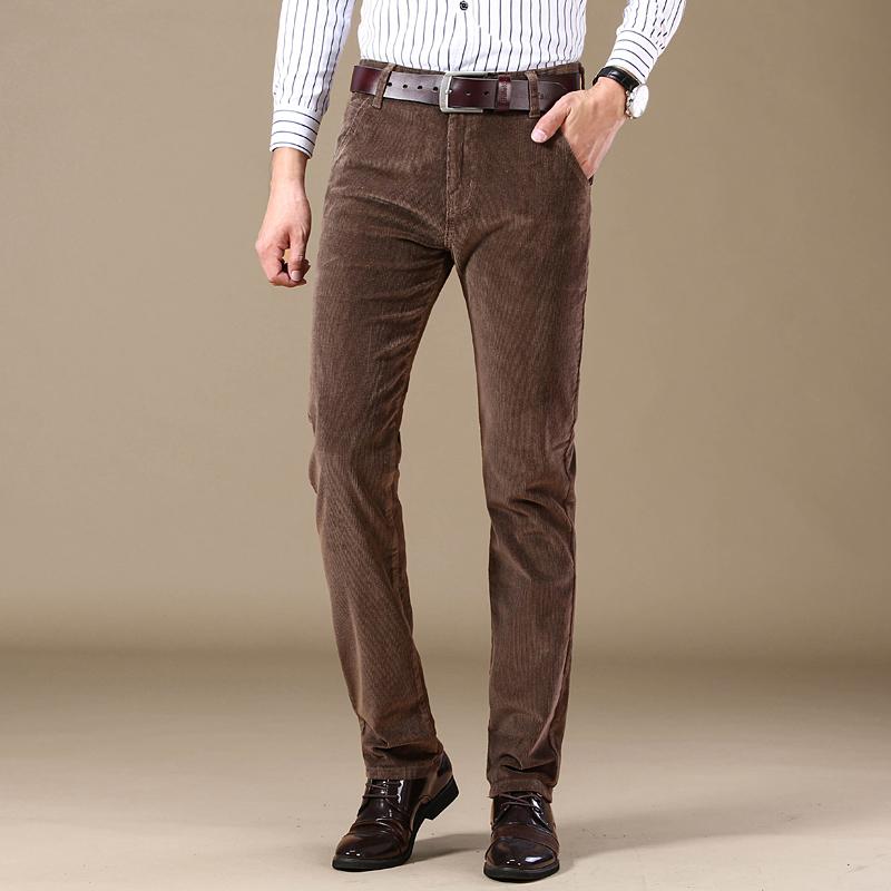 Pantaloni a coste autunnali da uomo in cotone spessi slim dritti elastici pantaloni casual da lavoro moda kaki abbigliamento maschile