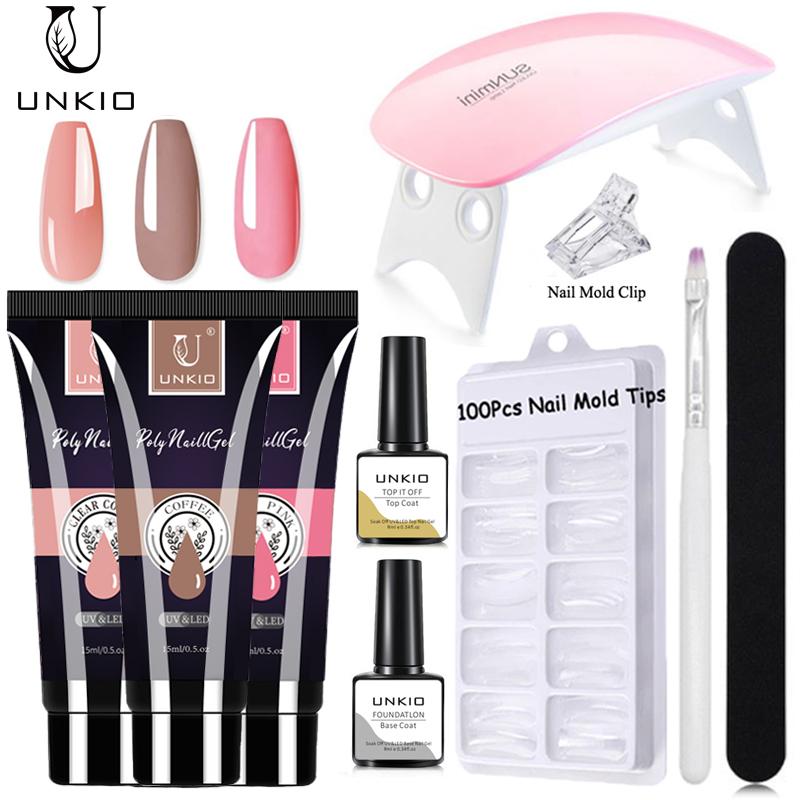 8/10 ks 15ml Poly Gel prodlužující sada na nehty Akrylová manikúra Kompletní sada prodlužování nehtů pro semipermanentní manikúru nehtů