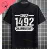 Funny Historical Columbus Voyage Graphic Tshirt Pure Cotton Short Sleeve Crewneck Tee for History Buffs  Everyday Casual Wear
