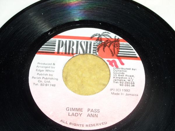 

7inch Record LADY ANN - Gimme Pass NONE Parish 1992 Jamaica Reggae, Ska & Dub Used