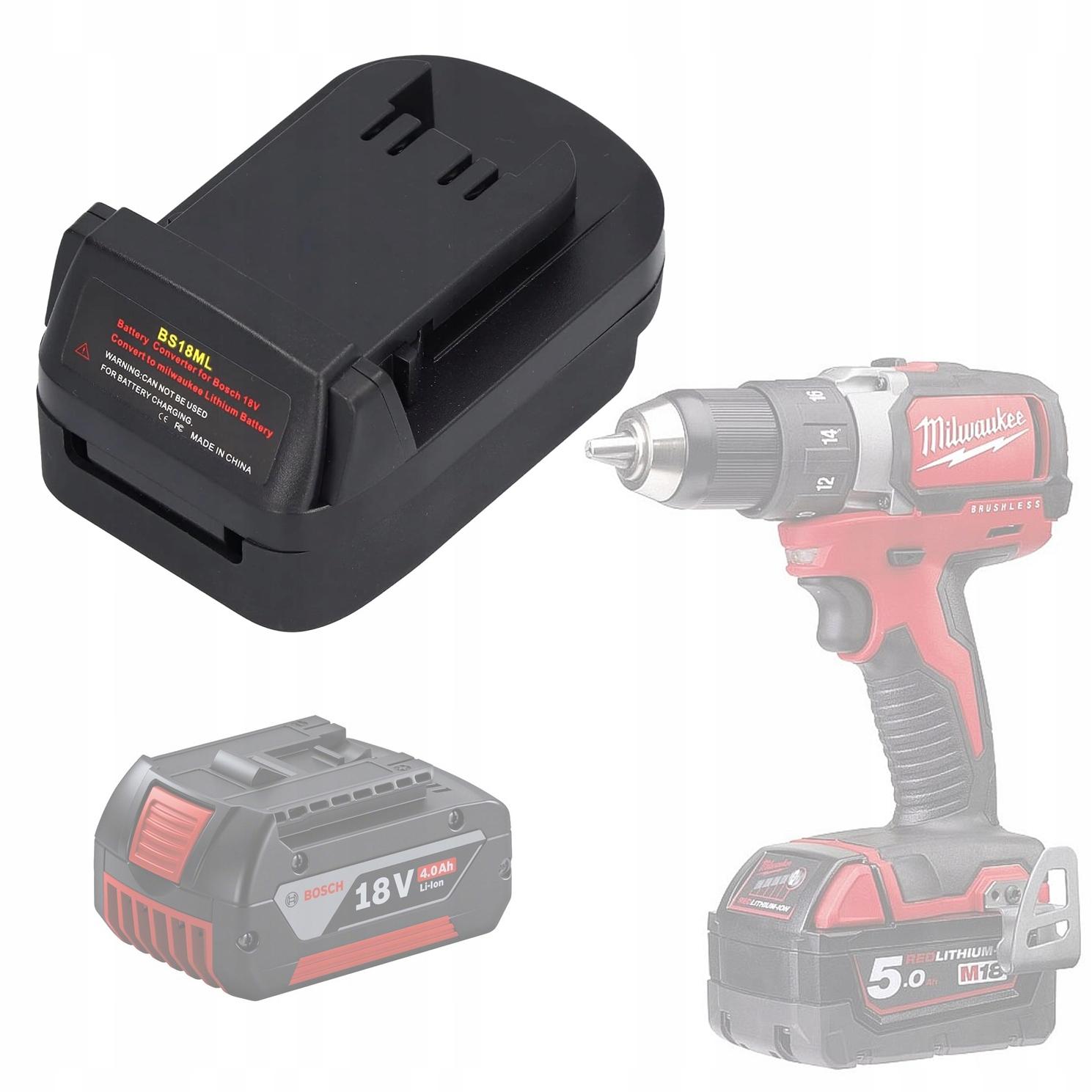 

Rosfix Adapter do Akumulatora Bosch 18V do Milwaukee 18V – Kompatybilność z Modelami | Wyjście USB 5V, 2.1A | Materiał ABS+PC
