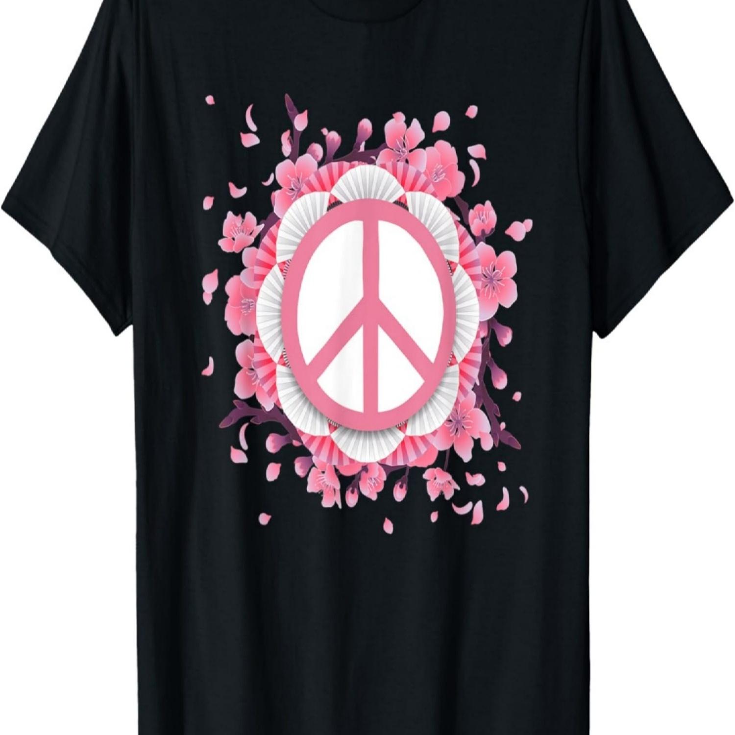 Peace Design Peace Sign Cherry Blossom Peace T-Shirt S