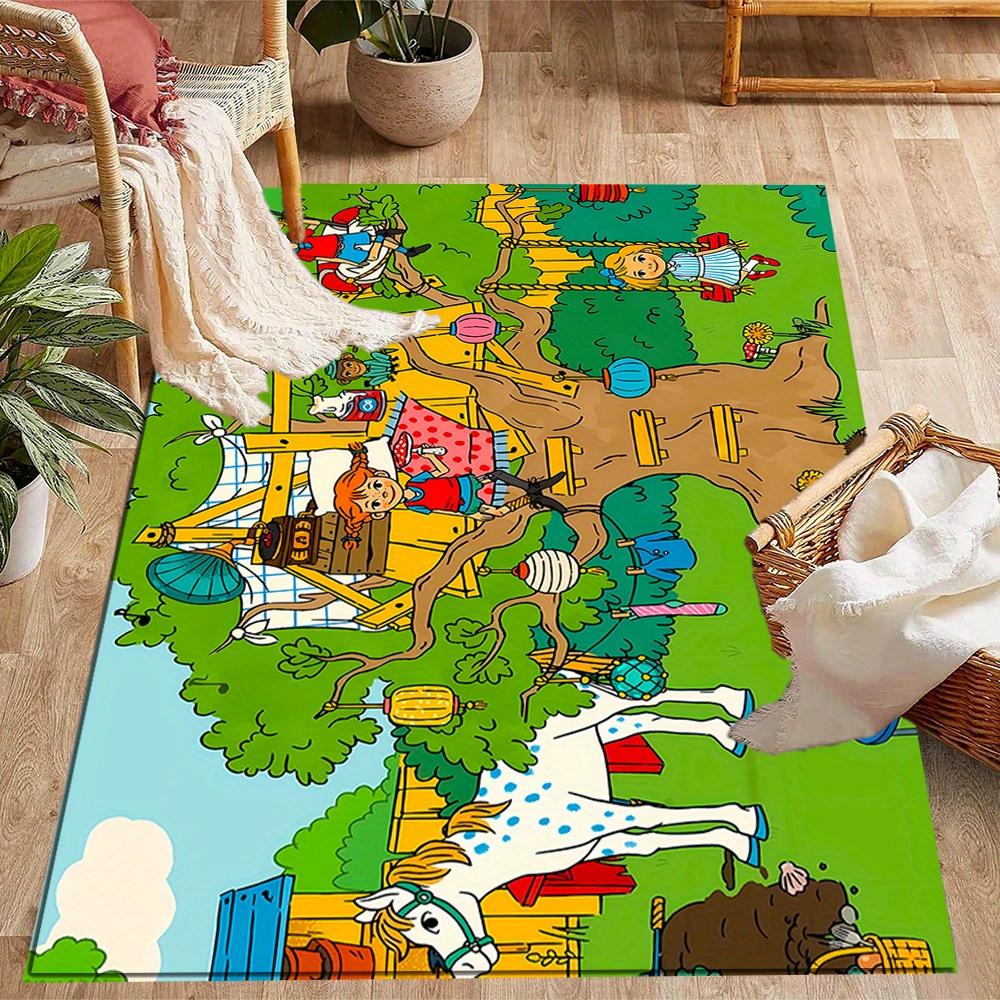 Knight Castle Treehouse Swing Themed Antislip Durable Polyester Home Decorative Large Size Logo Design Durable Floor Mat For Living Room Restaurant