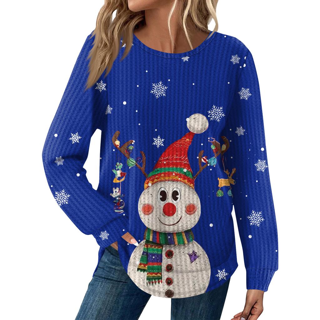 Dámská móda Dlouhý rukáv Vánoční Volný Dlouhý rukáv Kulatý výstřih Ležérní Top