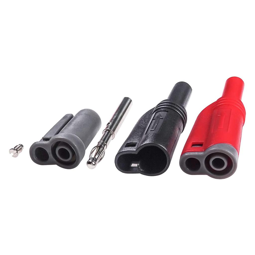 Cleqol Cleqee Red Black 4mm Stackable Banana Fully 4mm Banana Solderless Screwless Fixing DIY Connectors 10-Pack & Plugs, 1000V, Insulated, Jacks,