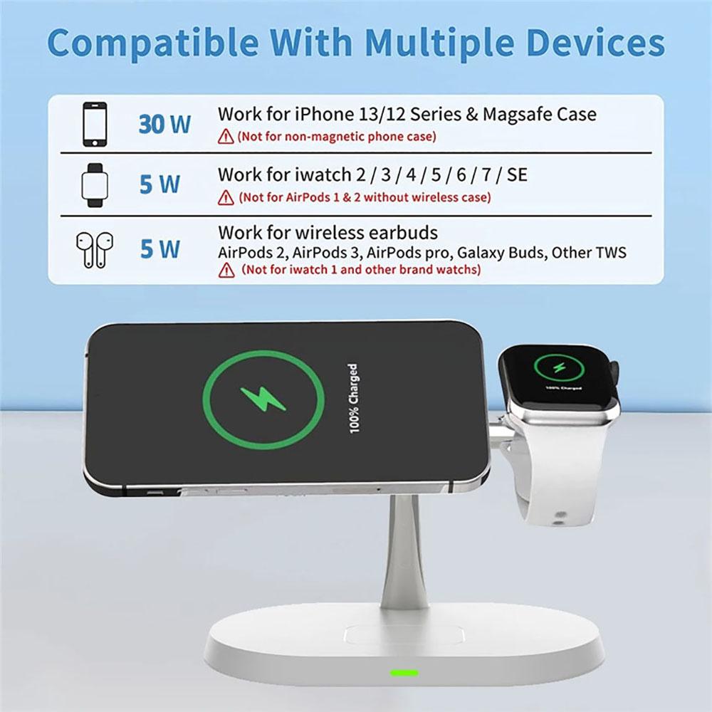 15W 3 In 1 Magnetic Wireless Charger Stand Phone Fast Charging Charger Holder For iPhone 16 15 14 13 Pro Max Apple Watch Airpods
