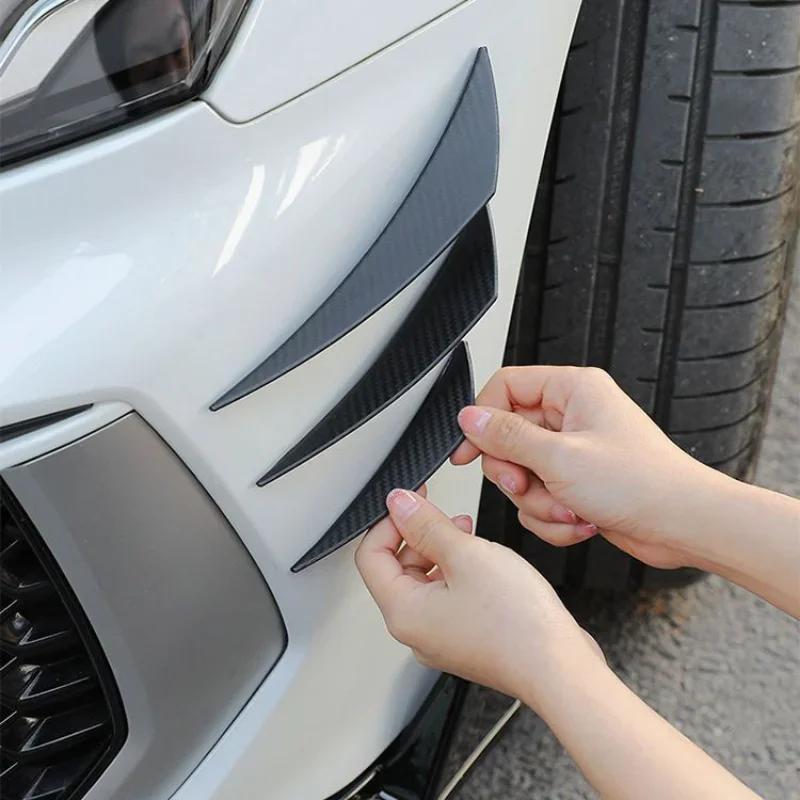 4/6PCS Carbon Fiber Universal Front Bumper Lip Diffuser Splitter Fins Body Spoiler Canards Valence Chin Car Tuning Canard Decor