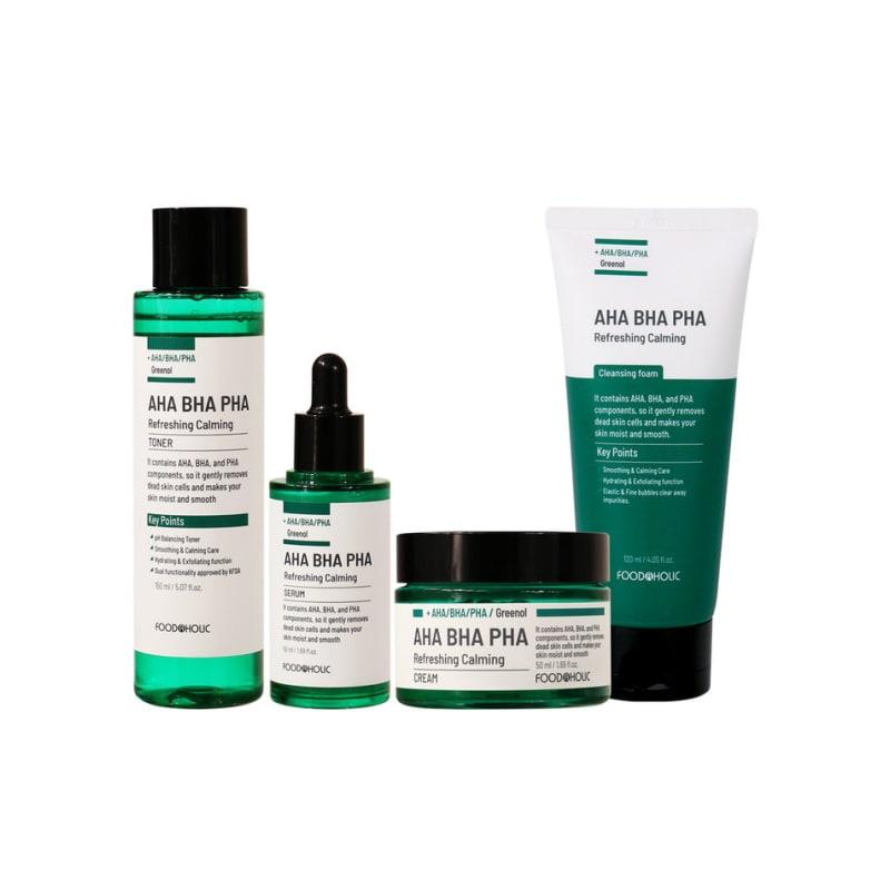AHABAHAPAHA Refreshing Calming 4-piece set (toner + serum + cream + foam) / Whitening and wrinkle improvement ABAHAHA foundation