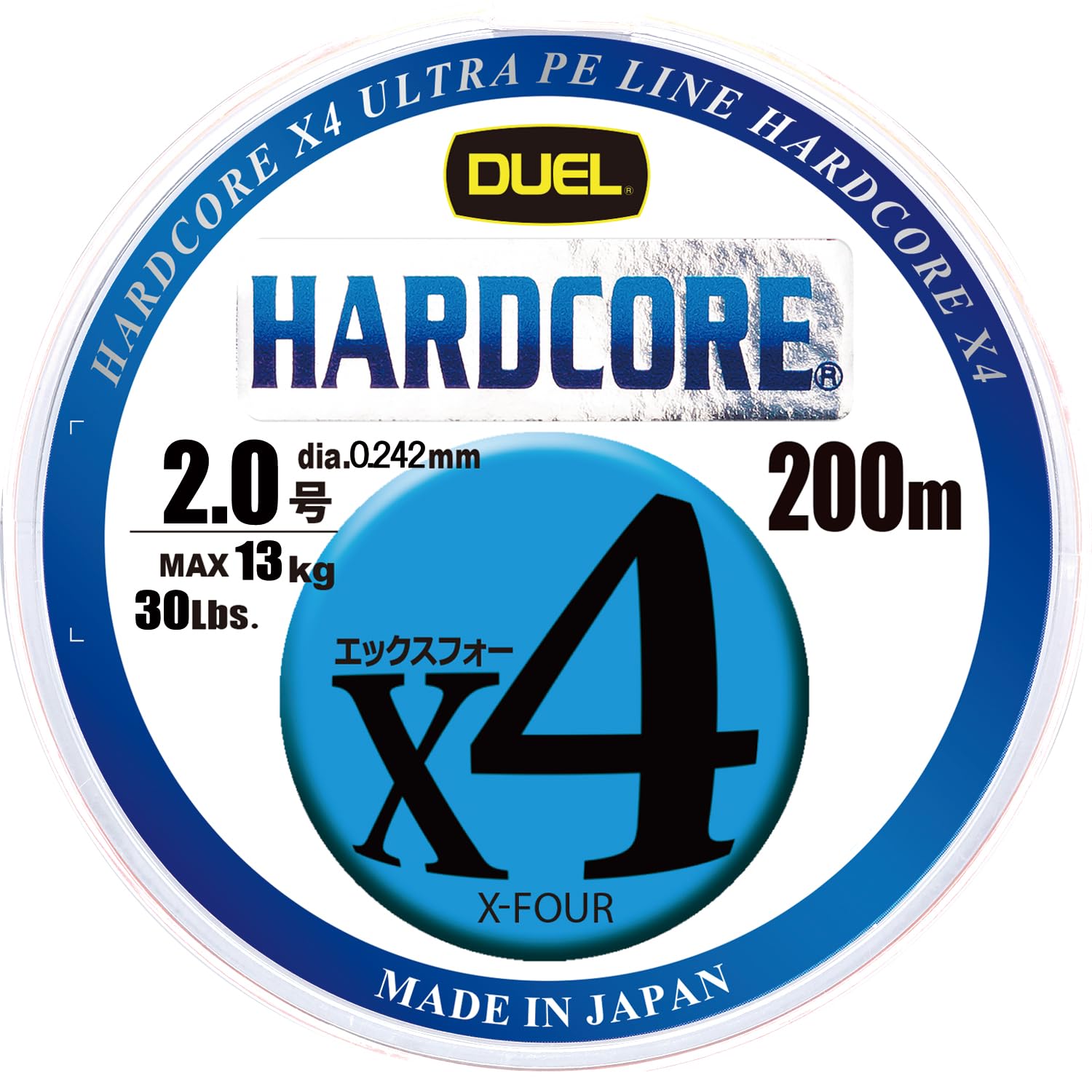 

DUEL HARDCORE X4 PE Fishing Line High 5 [High Strength, Sensitivity] 2.0, 200m, Colors/Yellow Marking, H3250N-5CBL