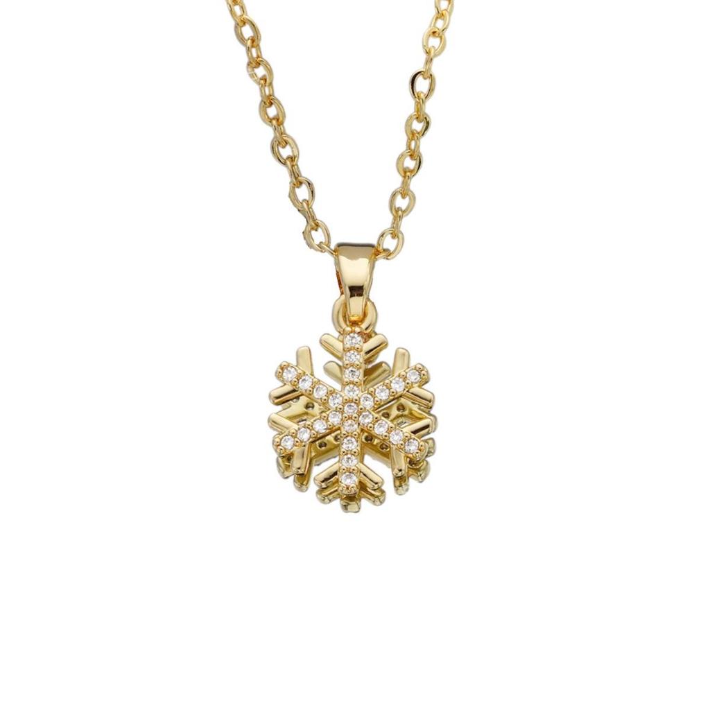 Halskette mit Schneeflocken-Anhänger: Elegantes, Cooles Design mit galvanisierten Diamantakzenten für Herbst und Winter.