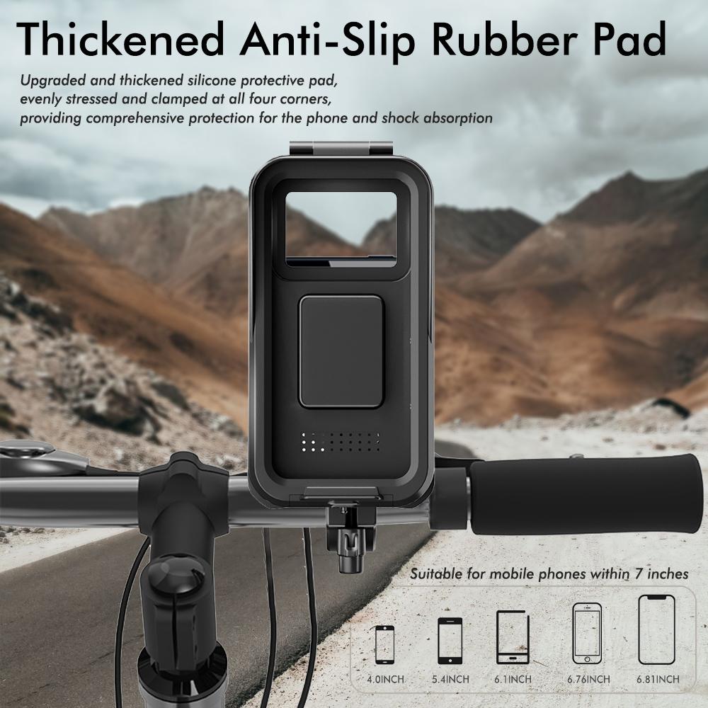 Universal Bicycle Phone Holder, Waterproof Anti-Slip Shockproof Mount with Clear TPU Window,360° Rotatable for 4.5-7 Inch Phones