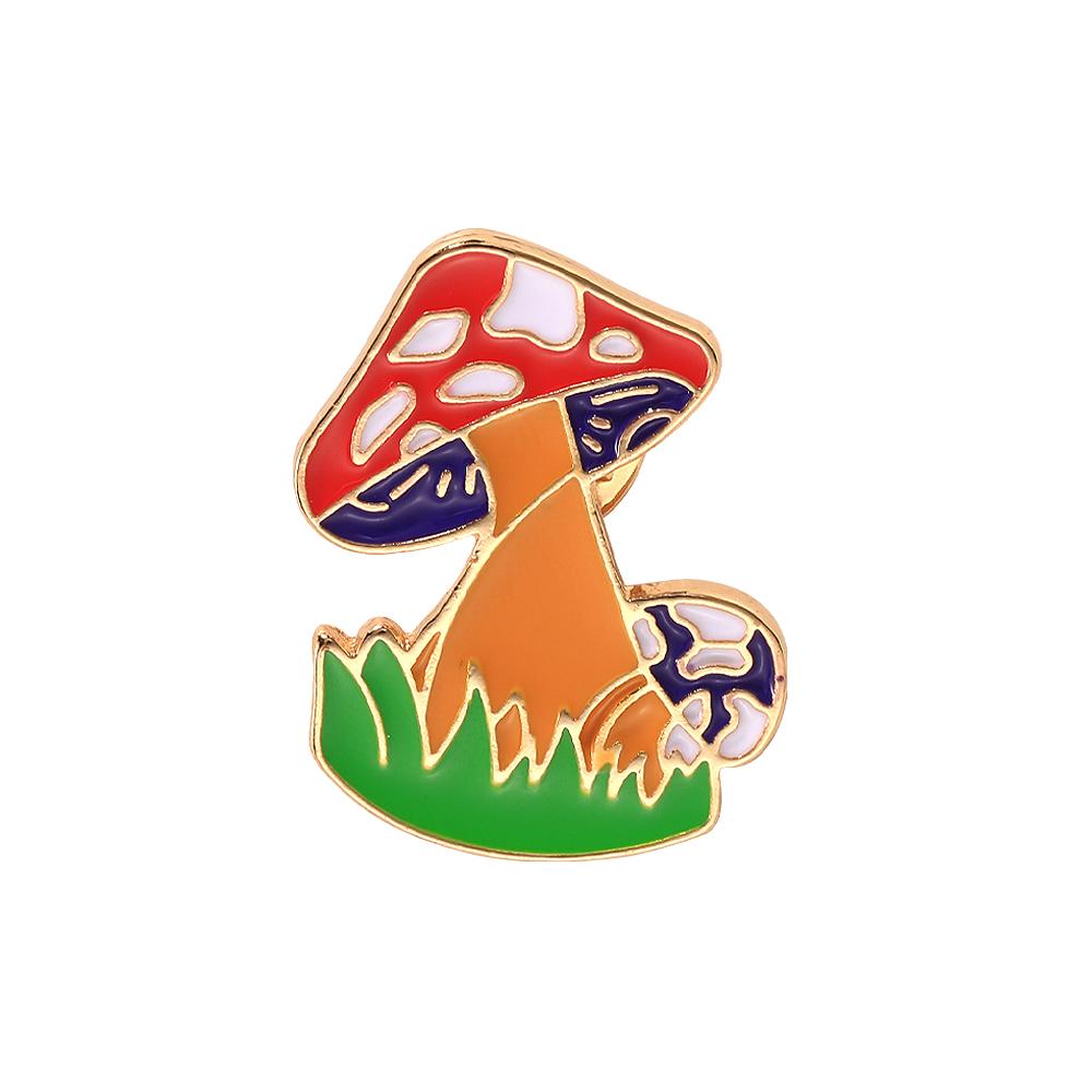 Colorful Mushroom Collection Enamel Brooches Cute Agaric Golden Pins For Backpack Bag Hat Jewelry Decoration