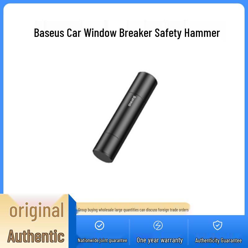 Baseus Multi-functional Car Safety Tool: Window Breaker & Seatbelt Cutter Silver Portable Safety Hammer