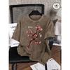 Tokyo Harajuku Cherry Blossom Print Washed T-Shirts Women Cotton Casual T Shirt Y2K Summer Short Sleeves Oversize Tops