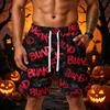 Men's Loose Fit Halloween Themed Athletic Shorts with Elastic Waistband and Multiple Pockets Casual Sportwear Bottoms for Outdoor Activities