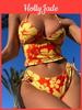 Sexy Bikinis Yellow Floral Print Set Women Halter Push Up Crop Top Swimsuit 2025 Beach Bathing Suit Lace Up High Waist Swimwear