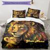 3PC Custom Name Lion Majesty Artwork Bedding Set Duvet Cover Closure Includes 1 Duvet Cover & 2 Pillowcases for Bedroom