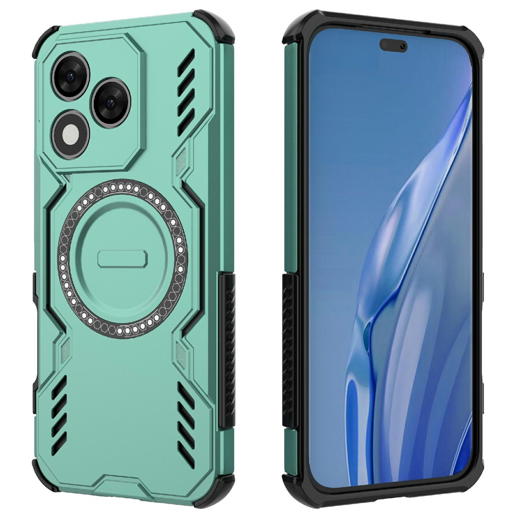

For Honor 400 Lite 5G Magnetic Case Butterfly Armor Hollow Heat Dissipation PC + TPU Phone Cover E