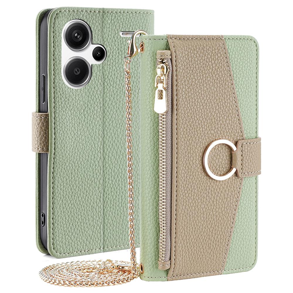 For Xiaomi Redmi Note 13 Pro+ 5G Crossbody Case Zipper Pocket Phone Cover with Makeup Mirror