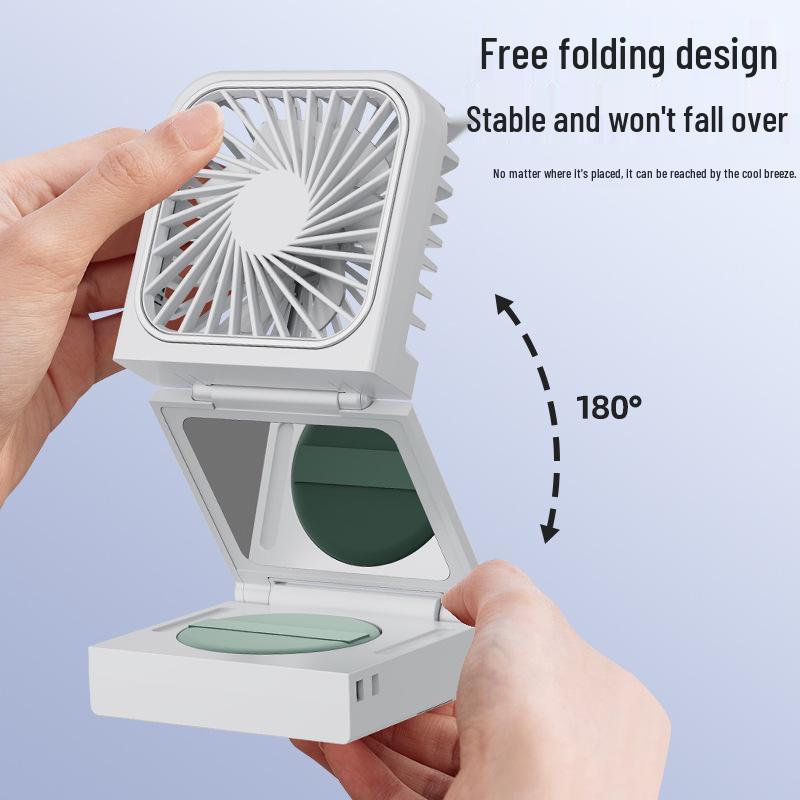 Portable Dual-Use Mini Folding Fan: USB Rechargeable, Handheld, Desktop, Neck Hanging, Travel & Office