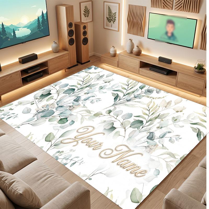 Decorative Artwork Theme Crystal Velvet Floor Rug Personalized Custom Name Text Warm Carpet Home Decoration