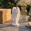 Durable PLA Statue 3D Printed Hooded Angel Figurine, Elegant White Winged Statue, Decor European Style Minimalist Desktop Sculpture for Home Office