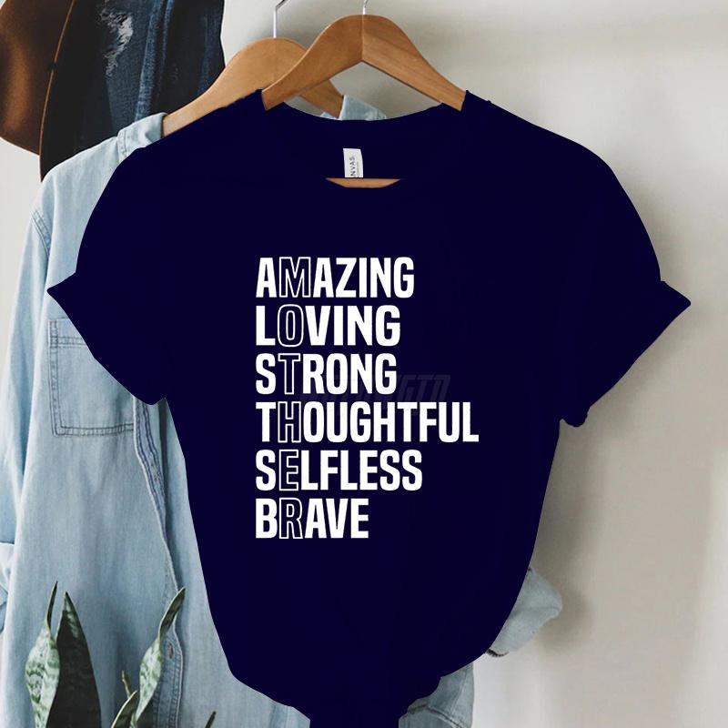Mother Inspirational Quote Graphic T Shirts Gift for Mom Short Sleeve Tee Mom Life Tee Shirt Letter Print Mother’s Day T-shirts