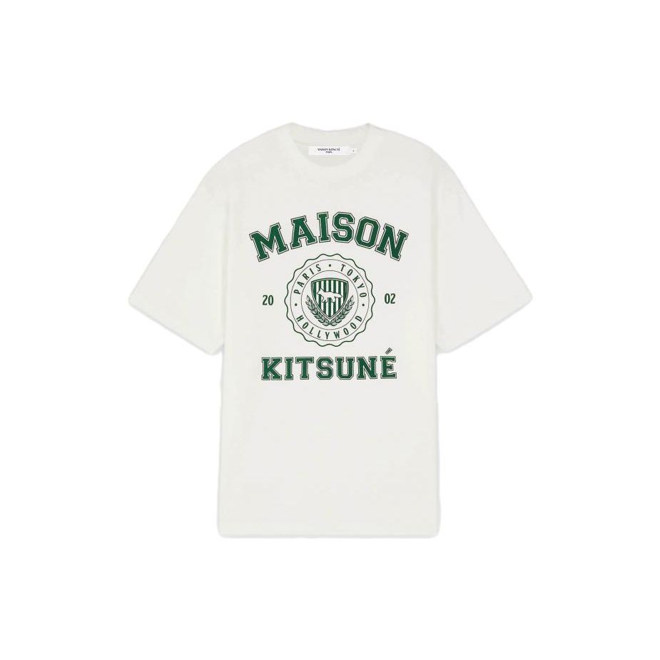 Maison Kitsune Team Logo Letter Print Short Sleeve T-Shirt Men T-Shirts White KM00143KJ0105-P103