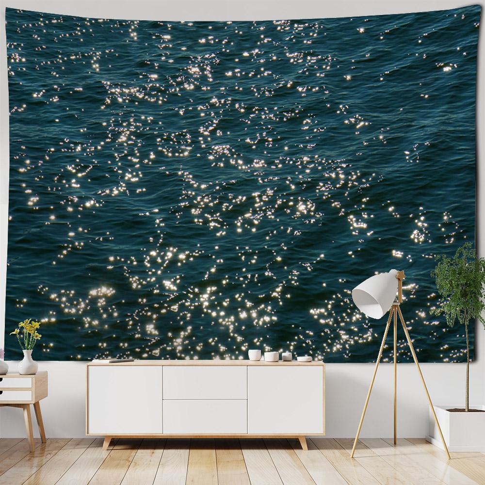 Sparkling Sea Tapestry Landscape Wall Hanging Cloth Bedroom Wall Decoration Room Decoration Outdoor Picnic Mat Beach Sheets