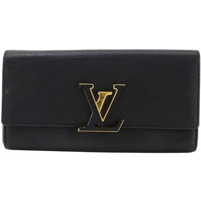 Portefeiulle Capuccine Purse M61248 Black / Pink Plated Gold/Taurillon Clemence Leather Women Used