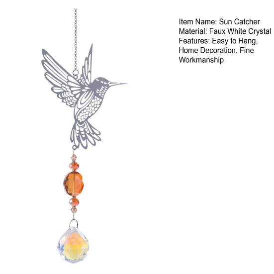 Faux Crystal Sun Catcher Decoration Hollow Fairy Tree of Life Owl Butterfly Hummingbird Hanging Ornament Home Office Garden Window Hanging Pendant