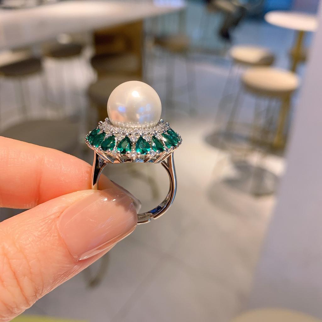 Live Streaming New Emerald Australian Pearl Earrings Rings Necklaces Fairy Style Women's Fashion