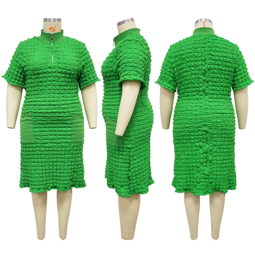 N8070 Short Sleeve European & American Style Zipper Hollow Out Bodycon Mini Dress