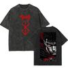 Japanese Anime Berserk Retro Washed T-shirt Men and Women New Summer Harajuku Clothing Casual Round Neck Short Sleeved Top