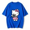 2026 New Hello Kitty Camera Cartoon Print Tshirt Family Matching Outfits Casual Short Sleeve Tee for Women Unisex Kid Highquality