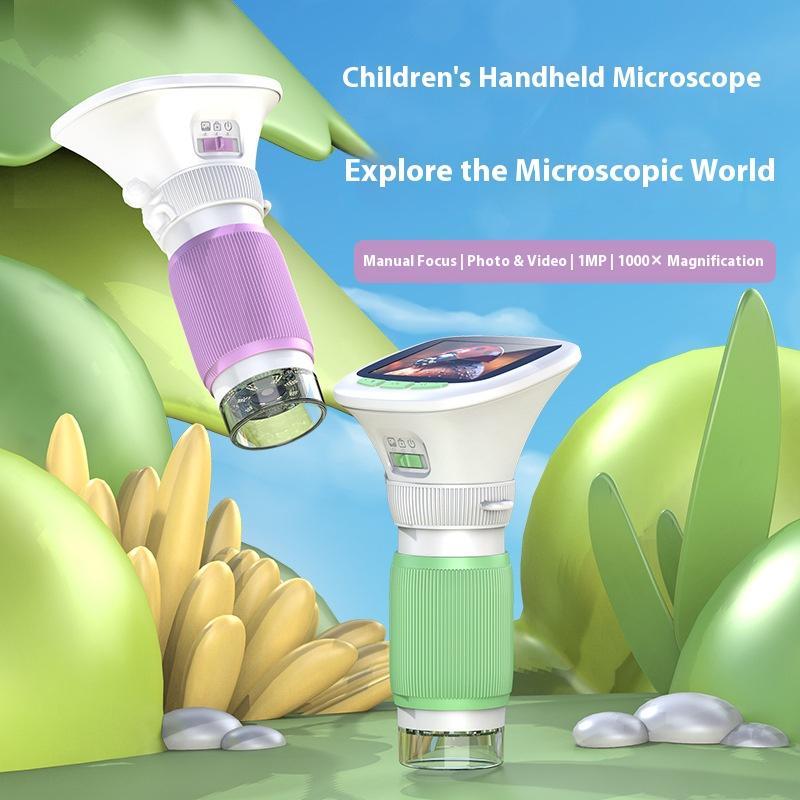 Handheld Microscope with 2.4-Inch High-Definition Screen, Rotating Focus, High Magnification Photography, Scientific Instrument