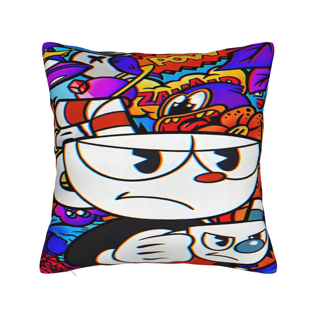 Pillow Cover Cup-head Funny Pillow Case For Living Room Bed Chair Pillowcases
