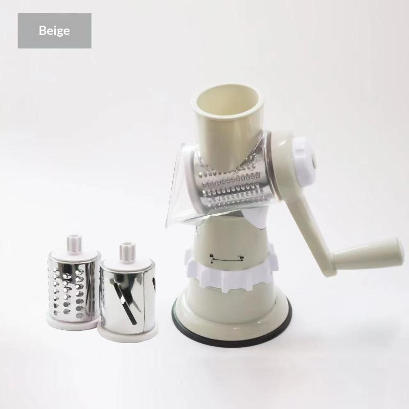 Manual Rotary Cheese Grater 3 Rust-Resistant Stainless Steel Blades Strong Suction Base for Home Kitchen Food Prep