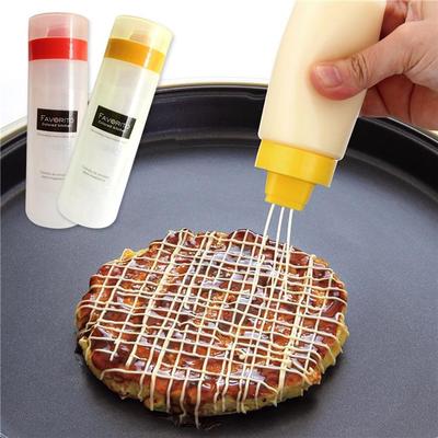 Suggerimenti per pasticceria da insalata a 4 fori da 300 ml, spremere bottiglie di salsa di ketchup, condimento, ampolla per oliatore a tenuta stagna