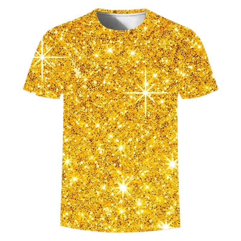 

Летняя новинка 3D Gold Fashion Digital Harajuku Print с коротким рукавом и круглым вырезом Мужская повседневная футболка в стиле хип-хоп, уличные топы S