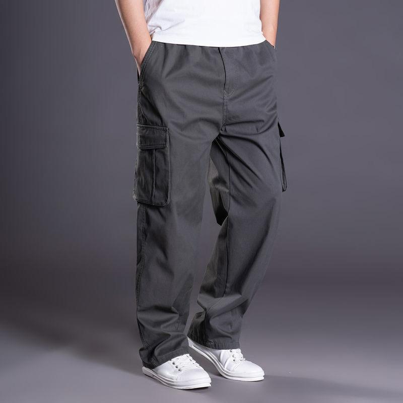 Pants Men's Loose Large Size Straight-leg Pants Men's Pants Cotton Tooling Casual Long Pants
